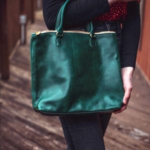 Sseko Designs Agave Zip Top Leather Crossbody Bag